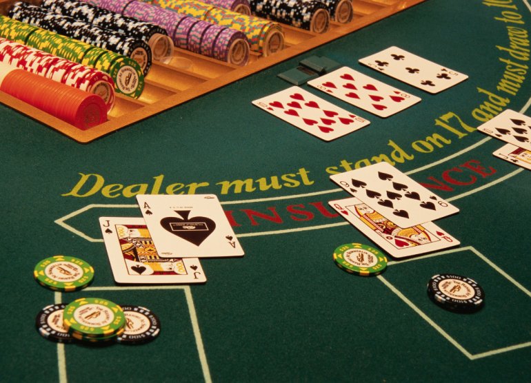 blackjack cards and chips